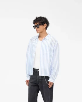 Long Sleeve Sheer Stripe Boxy Shirt